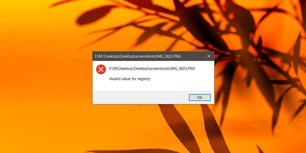 invalid value for registry jpg windows 10