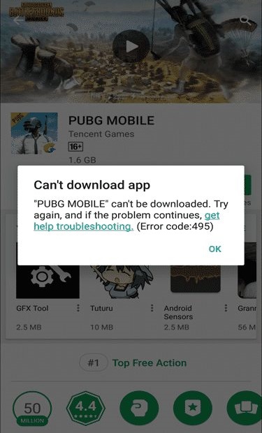 Google Play Store Error Code 495