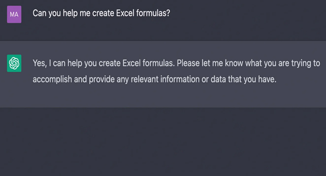 ChatGPT to write your Excel formulas